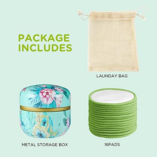 16 Pack Reusable Makeup Remover Pads - 100% Organic Cotton Rounds Washable & Eco-Friendly with Laundry Bag & Sturdy Storage Box for All Skin Types, Adults & Kids - Image 5