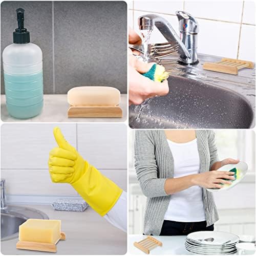 Amyhill 50 Pcs Bamboo Soap Dish Bulk Soap Holder Draining,Wooden Color - Image 4