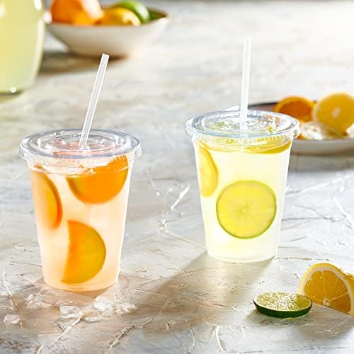 GUSTO 16 oz Clear Plastic Cups with Lids [50 Sets] Iced Coffee Cups - Image 6