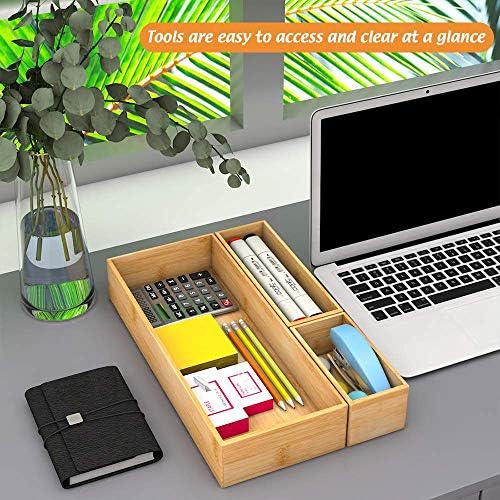 Bamboo Drawer Organizer Utensil Holder for Kitchen, Small Wood Silverware Storage Organizer, Stackable Box Tray for Cutlery, Flatware, Bathroom Caddy for Makeup, Perfume, Jewelry, 6x3x2.5 Inch - Image 6