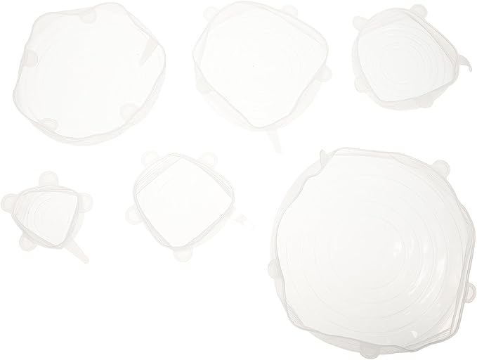 Cabilock Silicone Stretch Bowl Covers 6Pcs Reusable Food Storage Lids Flexible Sealed Lids for Bowls Cups and Containers Microwave Oven Fridge Use
