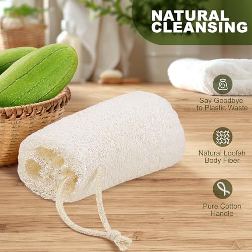 3 Pack Natural Loofah Sponge Exfoliating Body Scrubber 5 Inch - Image 2