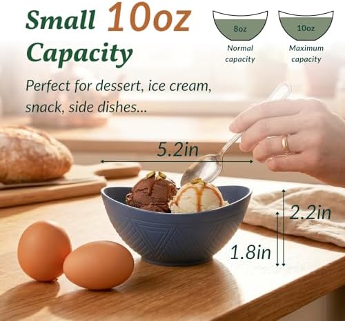 Homienly Wheat Straw Bowls 10 OZ Small Serving Bowls Unbreakable Dessert Bowls for Kitchen, Camping, RV, Party, Unbreakable Mini Oval Bowls for Ice Cream Microwave and Dishwasher Safe (6 PCS Multi) - Image 2