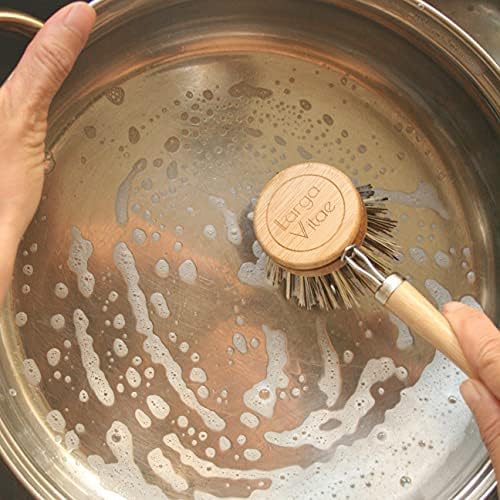 6 pcs Wooden Dish Brush Replacement Heads Made of Renewable Bamboo Wood and Natural Bristle Fiber, Durable, Long Lasting (Palm/Coconut Fiber Bristles) - Image 4