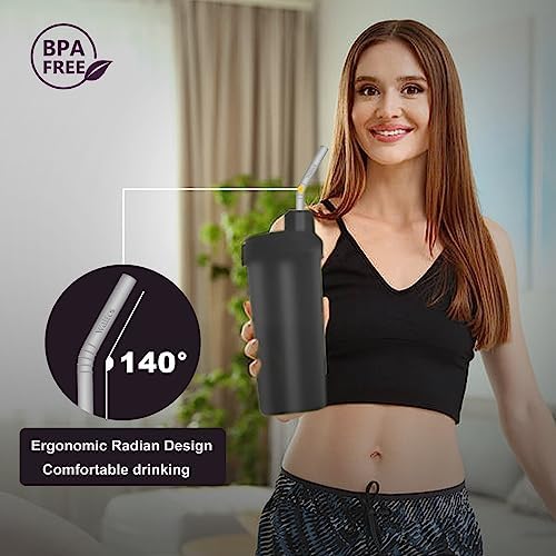 WALFOS Extra Long Reusable Silicone Straws 14.5 inch, Big Sizes Flexible Bendy Straws for 1/Half Gallon Large Water Bottles, 128 75 64 40 OZ Tumbler with Cleaning Brush (6-Pack) - Image 6