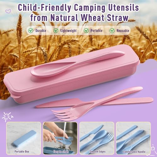 Quatish 8 Sets Travel Utensils Set with Case,Camping Utensils Multicolor - Image 4