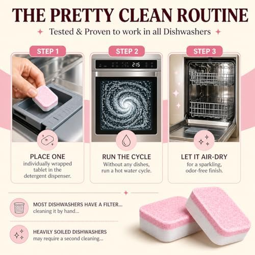 Dishwasher Cleaner And Deodorizer Tablets - 1 Year Supply Unscented Dishwasher Cleaning Tablets - Deep Cleaning Removes Limescale and Odors - Eco-friendly Dish Washer Machine Cleaner - Septic Safe - Image 4