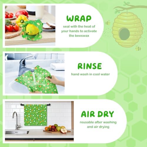 Beeswax Food Wraps 2 Roll 13 x 39 Inch Reusable Beeswax Wraps Eco-Friendly Sustainable Food Storage Wraps for Sandwich, Cheese, Fruit, Bread, Snacks - Image 4