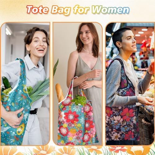 MIAHART Reusable Grocery Bags - Foldable, Cute Tote Bags - Waterproof Nylon - Image 2