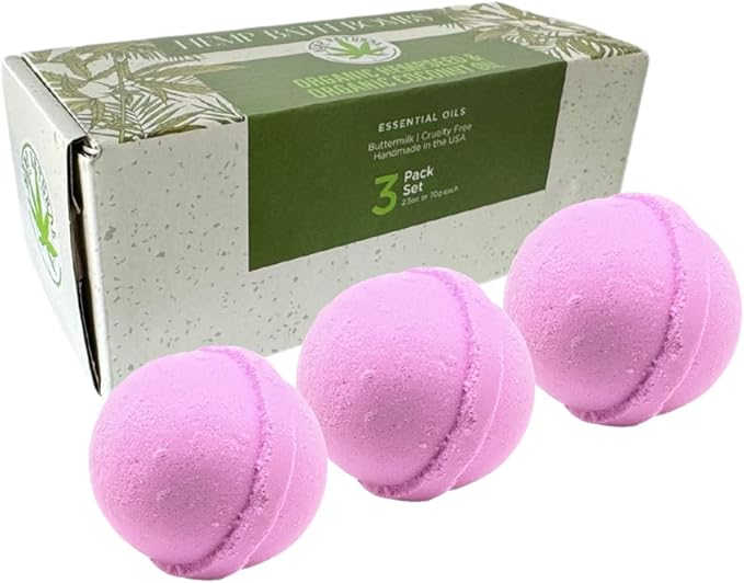 Organic Bath Bombs with Essential Oils, 3 Pack, Handmade in USA (Rejuvenate - Rosewood, Ylang Ylang, Begamot)