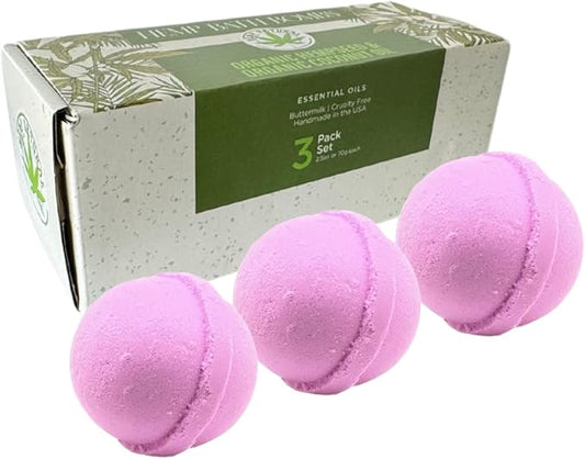 Organic Bath Bombs with Essential Oils, 3 Pack, Handmade in USA (Rejuvenate - Rosewood, Ylang Ylang, Begamot)