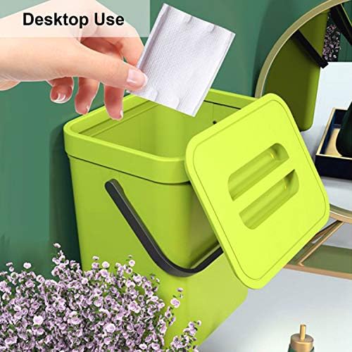 LALASTAR Food Waste Basket Bin for Kitchen, Small Countertop Compost Bin with Lid, Odor-Free Food Scrap Container, Wall Mounted Garbage Can, 3L/0.8 Gal, Green - Image 2