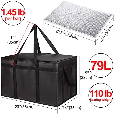 1-Pack Insulated Food Delivery Bag with Hard Bottom, 3X-Large, Black - Image 6