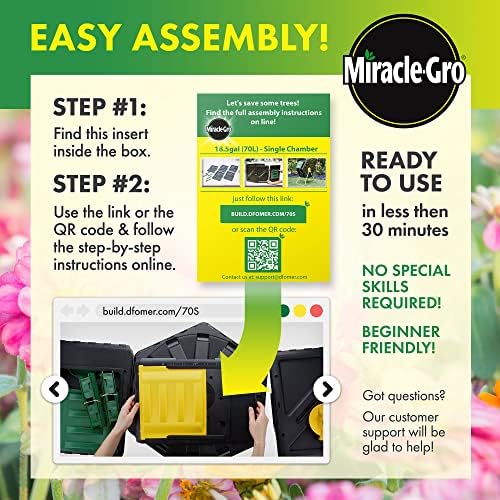 Miracle-Gro Compost Tumbler Single Chamber – Easy-Turn Composter Tumbler Outdoor for Fast Composting – Heavy-Duty Composting Bin with 1 Sliding Door (18.5 Gallon / 70 Liter) - Image 4
