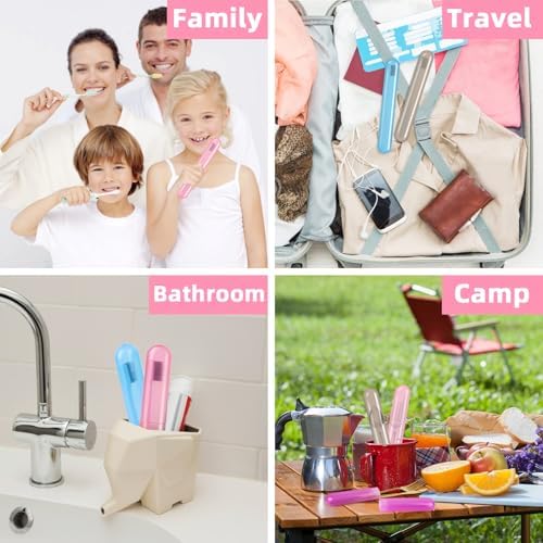 Hooqict 4 Pack Travel Toothbrush Case Portable Travel Toothbrush Holder Plastic Toothbrush Container Protector Cover Case for Traveling, Bathroom, Camping, Home, School, Business - Image 5