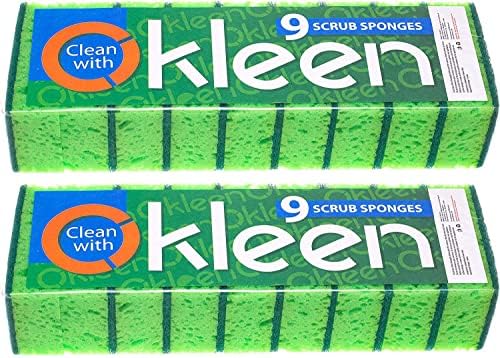 Green Multi Use Scrub Sponge. Made in Europe. 18 Pk, 4.3x2.8x1.4 inches. Odorless Heavy Duty and Non Scratch Fiber. Thick, Durable and Delicate Scrubber for Pans, Bowls, Jars, Sink, Floor - Image 2