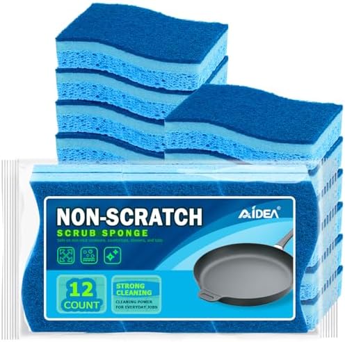 AIDEA Sponges Kitchen, Non-Scratch Scrub Sponge,12Count, Sponge for Dishes by AIDEAHOME