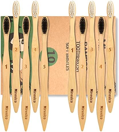 Bamboo Toothbrushes 10 Pack, Plant Based Medium Bristle Toothbrush - Image 6