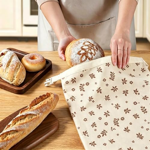 2 Pack Beeswax Bread Bags for Sourdough,Reusable Cotton Beeswax Bag for Homemade Bread,Freezer-Friendly & Freshness Preservation Storage to Keep Fresh - Image 4