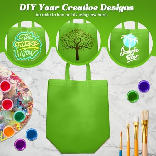 Reginary 50 Pcs Reusable Tote Bags Shopping Bags Non Woven, Green Fruit - Image 7