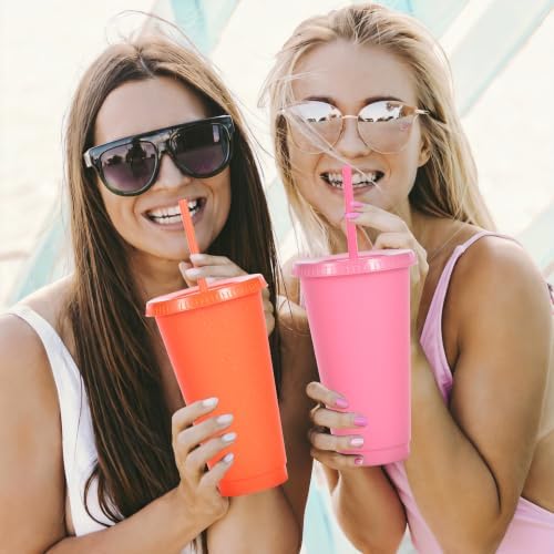Suertestarry Tumbler with Straw and Lid,Water Bottle Iced Coffee Travel Mug Cup,Reusable Plastic Cups,Perfect for Parties,Birthdays,24oz-5 Pack (Beautiful, 10 pack) - Image 4