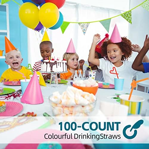[Individually Wrapped] 100 Pcs Colorful Flexible Plastic Straws - Image 6