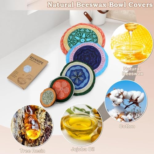 5Pcs Reusable Beeswax Elastic Bowl Covers for Bread Proofing and Food Cover - Image 3