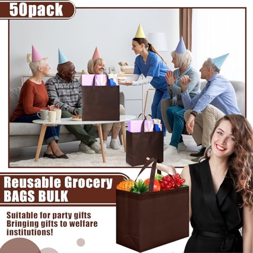 Windyun Reusable Grocery Bags Non Woven with Handles - Image 3