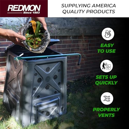 Redmon Outdoor Compost Bin with Lift Off Lid, 65 Gallon, Black - Image 2