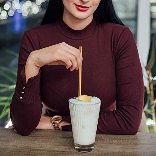 Hiware 12-Pack Gold Stainless Steel Straws Reusable with Case - Metal Drinking Straws for 30oz & 20oz Tumblers Dishwasher Safe, 2 Brushes Included - Image 6
