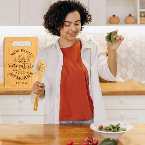 6 Pcs Housewarming Gifts Set for Women Friends Neighbor, New Home Essentials with Bamboo Cutting Board & 4 Blessing Spoons, New Home New adventure New Memories 2026 - Image 3