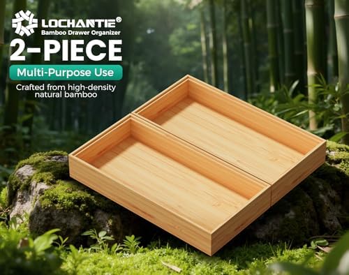 Bamboo Kitchen Drawer Organizer Boxes 12" x 6" Stackable Wooden Organizers - Image 6