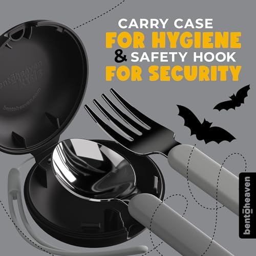 Bentoheaven Kids Utensils Set with Case, Reusable Fork & Spoon, Vampire - Image 3