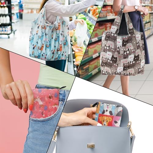 Grocery Reusable Shopping Bags, 4 Pack 50Lbs Foldable Large Washable Market Bags, Compact For Easy Storage, Light Weight Sturdy Cloth Bags For Storage Gifts For Women - Image 2