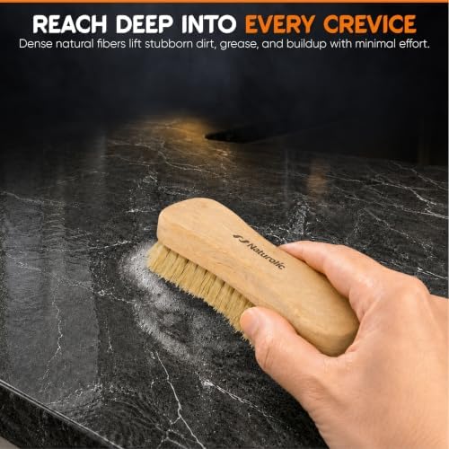 All-Natural Wooden Scrub Brush Set | Eco-Friendly Cleaning Brush Set with Tampico Bristles | Floor Scrub Brush & Shower Scrubber for Bathroom, Tub, Kitchen & Carpet | Sustainable Set – Pack of 2 - Image 4