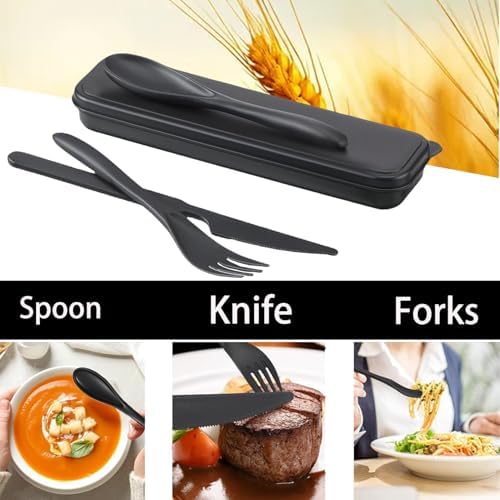 5Pack Wheat Straw Utensils, BPA Free Fork Spoon Knife with Storage Case - Image 6