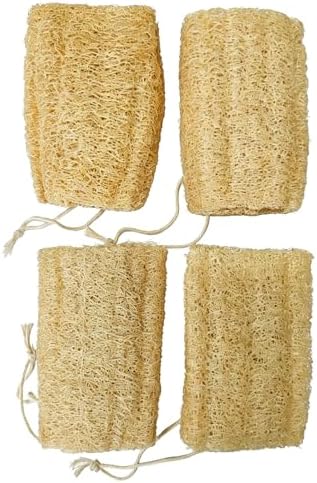 OLIMI Natural Luffa Scrubber for Dishes (4-Pack), 100% Loofah Sponge for Kitchen Cleaning, Non-Scratch Scrub Pads for Pots Pans Glass, 12cm/4.7 inch Each, Eco-Friendly Dishwashing Tools by Unknown