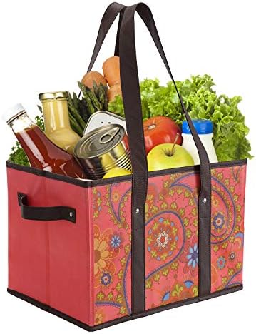 Foraineam Reusable Grocery Bags Set Durable Heavy Duty Tote Bag Collapsible Grocery Shopping Box Bag with Reinforced Bottom - Image 6