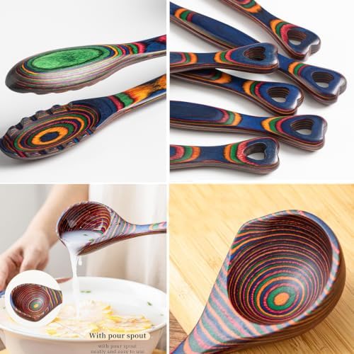 Gudamaye Pakkawood 9-Piece Rainbow Heart Wooden Utensils Set,Wooden Spoons with Soup Spoon and Wooden Tongs, Wooden Utensils for Cooking,Wooden Kitchen Tool, Home & Kitchen Gifts for Men and Women - Image 6