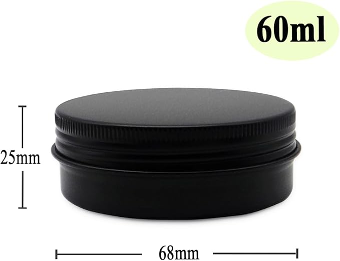 10pcs 60ml Round Lip Balm Tin Cans, 60 Gram Aluminum Tins Black Cosmetic Sample Containers with Screw Lid, 60g Metal Empty Storage Travel Jars for Salves, Lip Balms, Face Cream, Candle, Tea