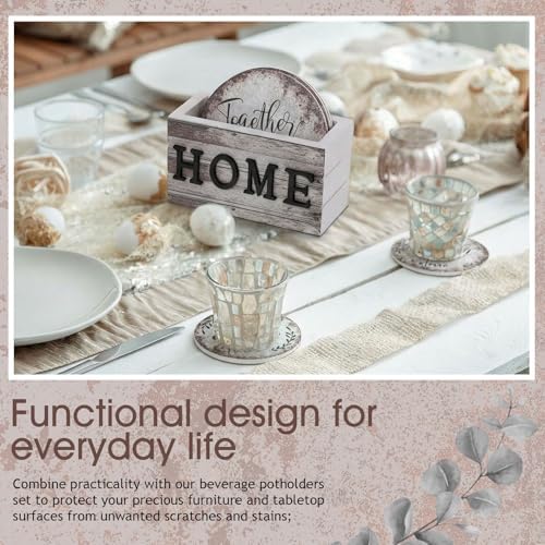 Queekay House Warming Gifts New Home Farmhouse Coasters Set of 6, Rust - Image 5