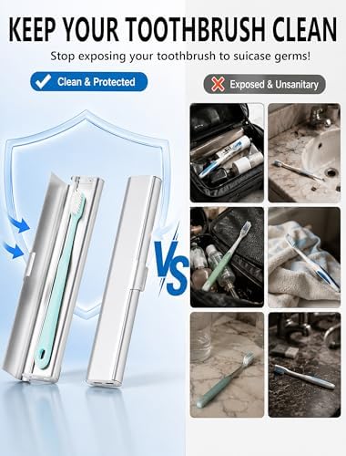 Portable Toothbrush Travel Case: 3 Pack Breathable & Dirt-Proof Hotel Camping Outdoor - Aluminum for Storage Recyclable Family Traveler (Rose Gold,Silver,Blue) - Image 4