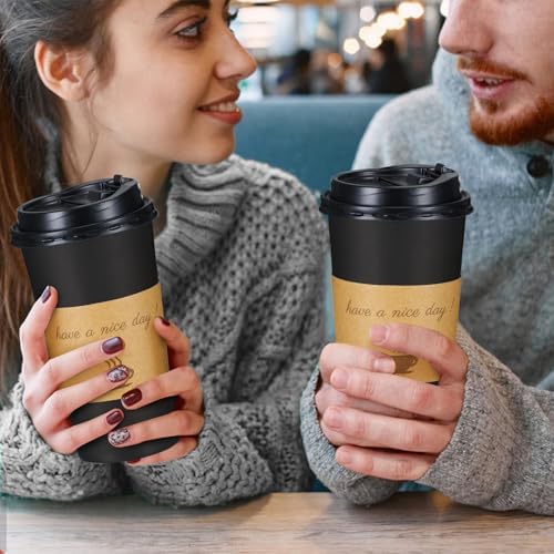 Lamosi 20 oz Coffee Cups 50 Pack, Disposable To Go Paper Cups with Lid - Image 6