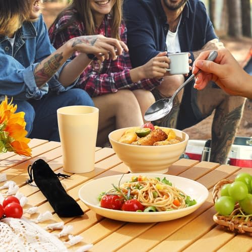 Kyraton Camping Utensils - Travel & Picnic Mess Kit, Silverware Set Includes Knife, Spoon, Fork, Cup, Bowl, Plate - Camping Essentials for 2 - Image 6