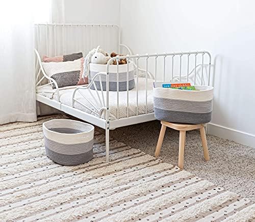 OrganiHaus Cotton Rope Baskets for Shelves, Set of 3, 15x9x10 - Image 5