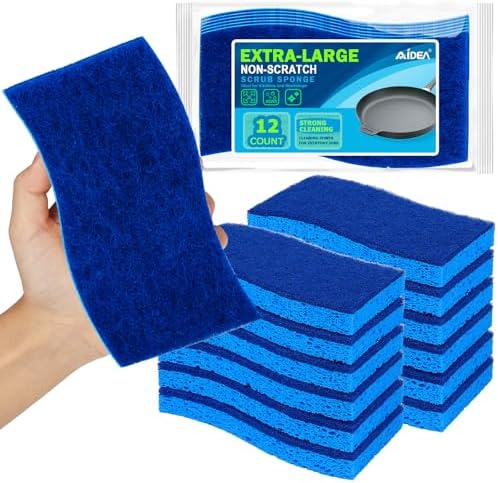 AIDEA XL Sponges Kitchen 12Count, Non-Scratch Scrub Sponges for Dishes by AIDEAHOME