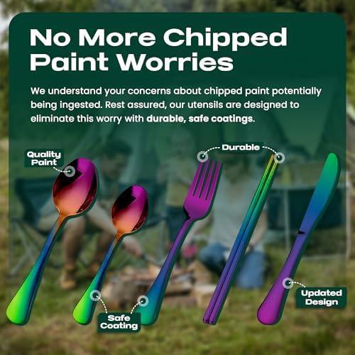 Taplord Portable Travel Silverware Set With Case, Includes 5 Pcs of Travel Utensils With Case, Stainless Steel Flatware Set For Camping, Easy to Travel, Lightweight (Multi) - Image 3
