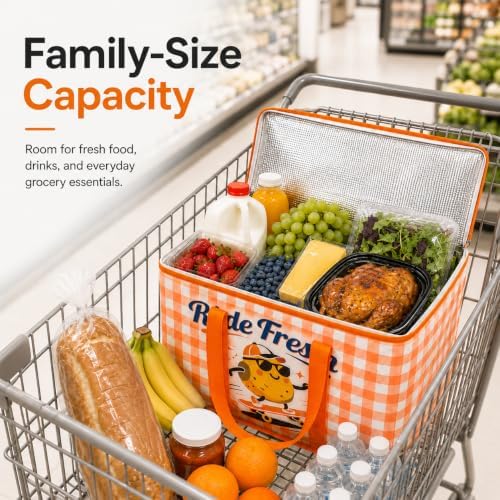 2Pk Insulated Reusable Grocery Bags, Collapsible Cooler Bag for Groceries, Heavy Duty Large Insulated Bag 16''x9''x13'', - Image 2