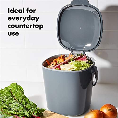 OXO Good Grips Easy-Clean Compost Bin, Charcoal, 0.75 Gallon (Pack of 4) - Image 4