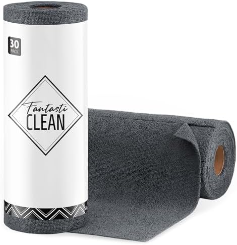 Fantasticlean Microfiber Cleaning Cloth Roll-30 Sheets, 12" x 12" (Dimgrey) by Fantasticlean